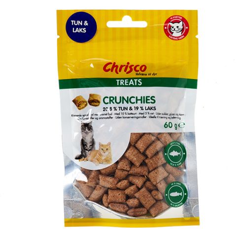 Chrisco Crunchies med tun og laks, 60 g ℮