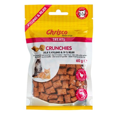 Chrisco Crunchies med kylling og rejer, 60 g ℮