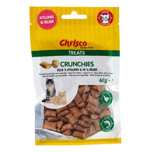 Chrisco Crunchies med kylling og rejer, 60 g ℮