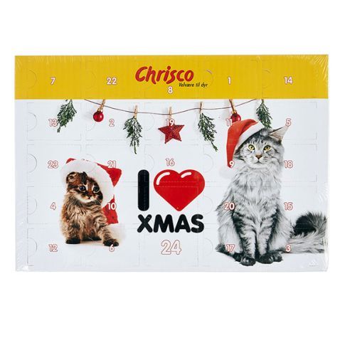 Chrisco I LOVE XMAS julekalender til katte, 120 g ℮