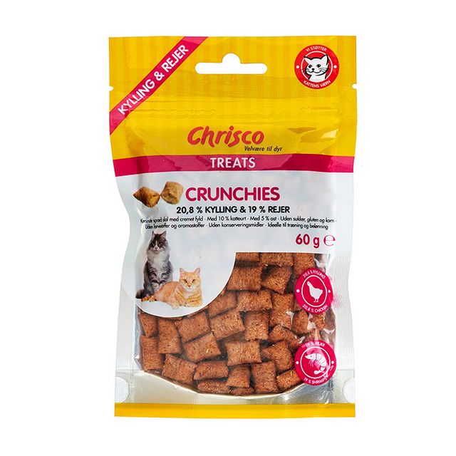 Chrisco Crunchies med kylling og rejer, 60 g ℮