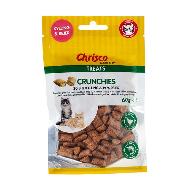 Chrisco Crunchies med kylling og rejer, 60 g ℮